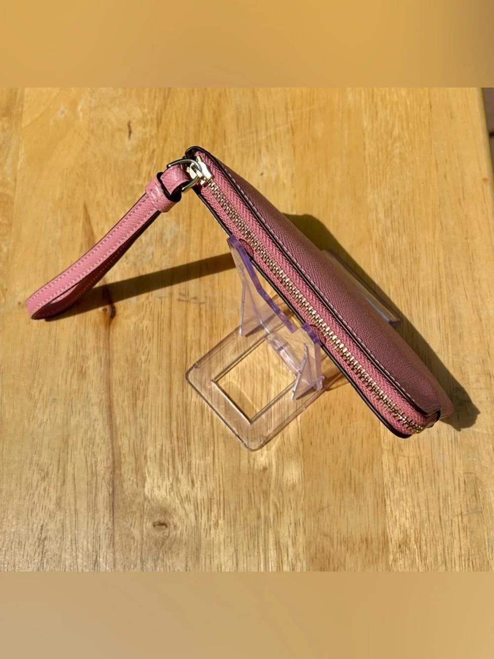 Coach Bubblegum Pink Leather Wristlet Corner Zip NWT - Picture 6 of 16